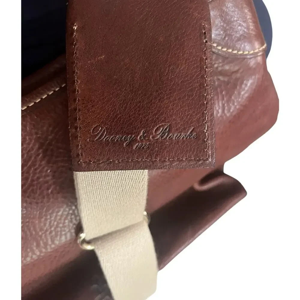 Dooney Bourke Florentine Vacchetta Leather Saddle Messenger Crossbody Bag Brown